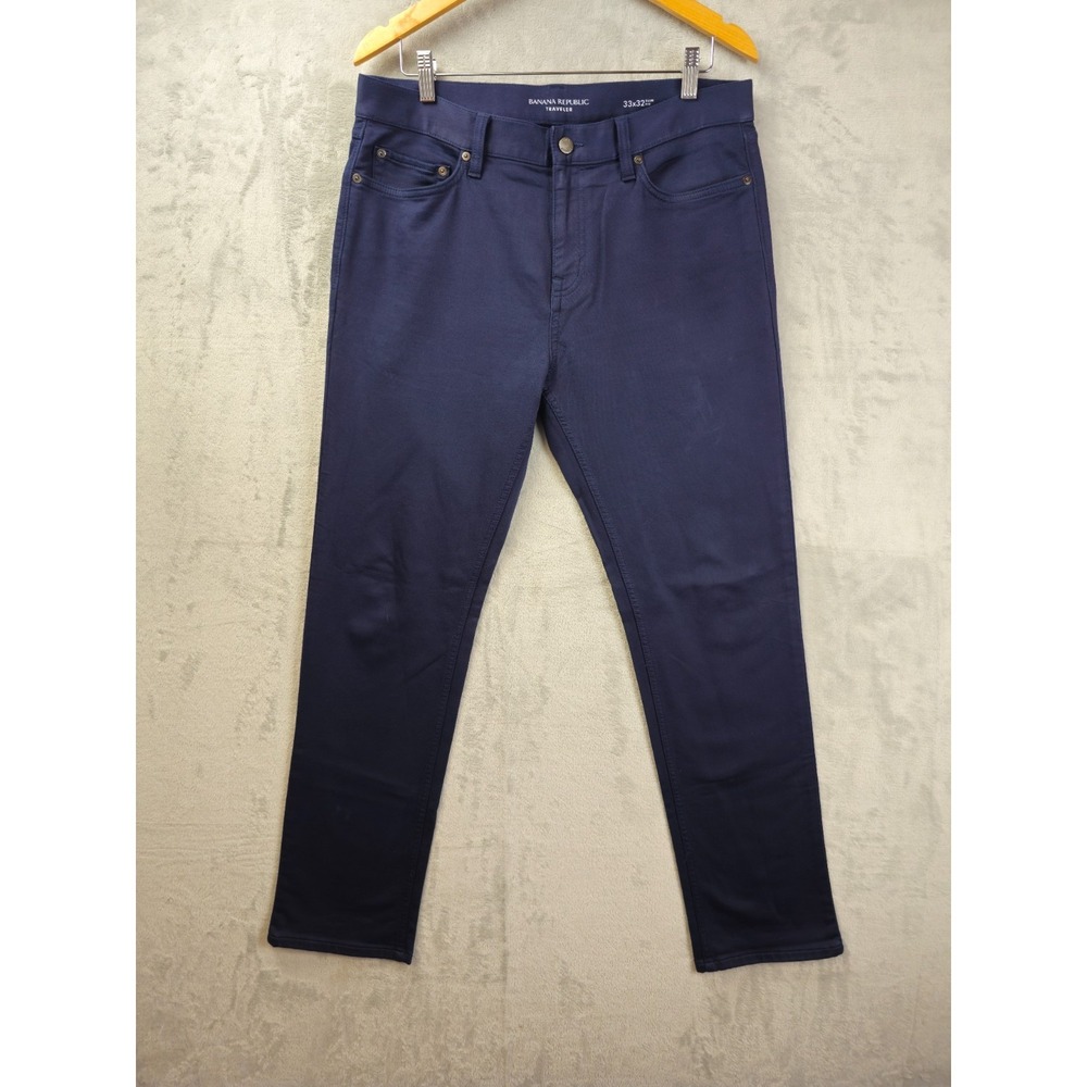 Banana Republic Traveler Pants Mens 34x31.5 Navy Slim Fit Chino Soft Twill